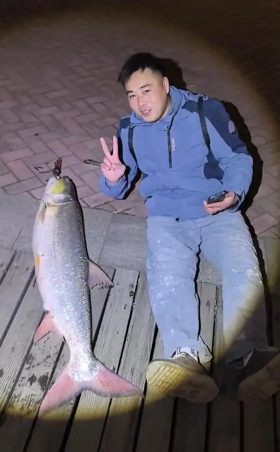 吃瓜网爆料江西男子钓到56斤重的鳡鱼，骑车绕城5小时炫耀：如果不冷要逛到天亮！